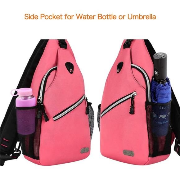 Pink Sling Backpack, Multipurpose Crossbody Shoulder Bag Travel Hiking Daypack main image 4